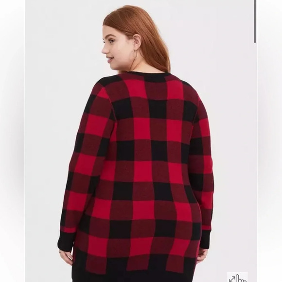 TORRID DISNEY Red & Black Buffalo Plaid Mickey Mouse Cardigan Plus Size - Picture 2 of 7